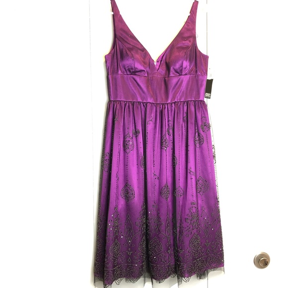 Adrianna Papell Embroidered Cocktail Prom Dress - Picture 1 of 8